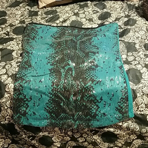 Teal sequined tube top