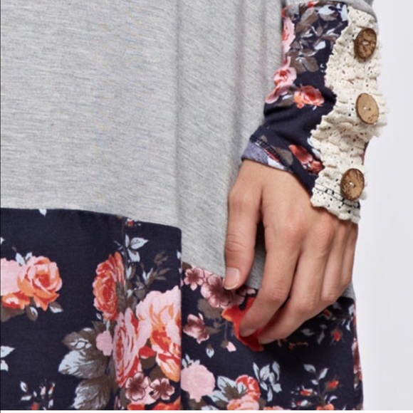 🆕GIANNA floral long sleeve dress - NAVY - Picture 4 of 4