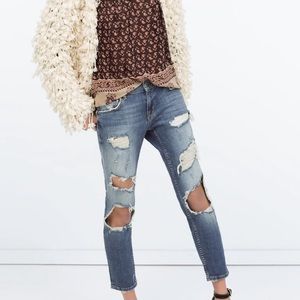 Zara Destroyed Cigarette Jeans