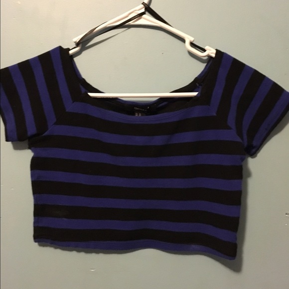 Blue striped crop top
