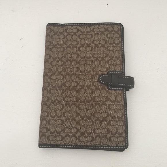 Coach day planner in brown mini Signature C print
