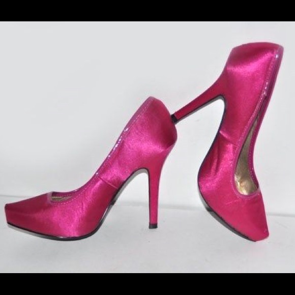 Charlotte Russe Shoes | Hot Pink Pointy Toe Satin Sheen High Charlotte Russe Shoes | Bright Pink High Heels | Poshmark