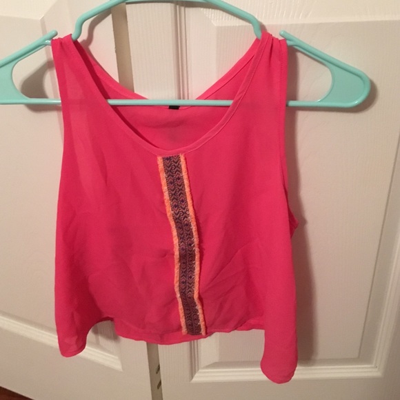 Hot Pink B Jewel Crop Top - Size S