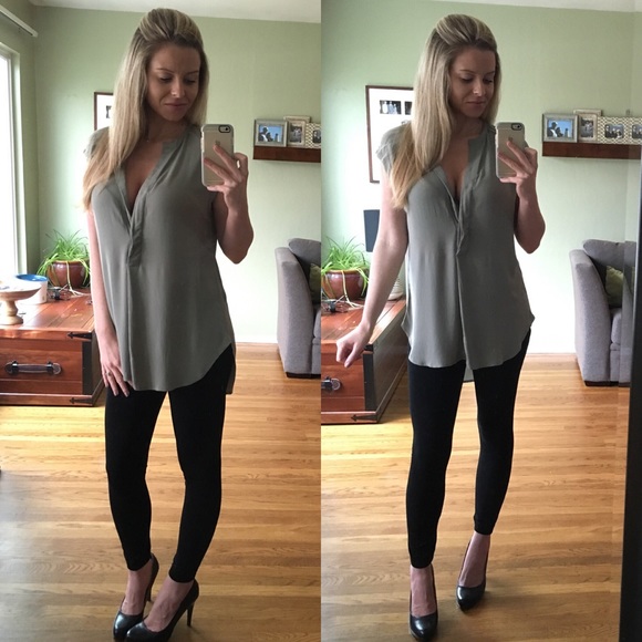 RESERVED Sleeveless Sage Blouse - Picture 3 of 4