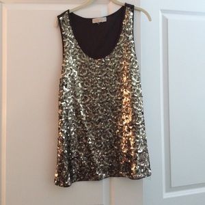 Sequined camo patterned tank