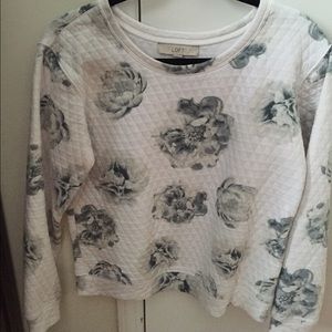 Loft quilted sweater with grey flowers.