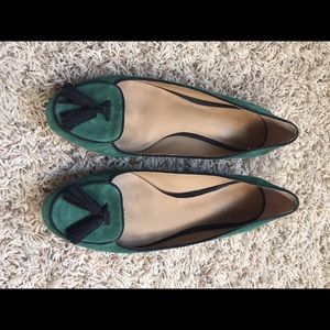 Ann Taylor Green Suede Loafers