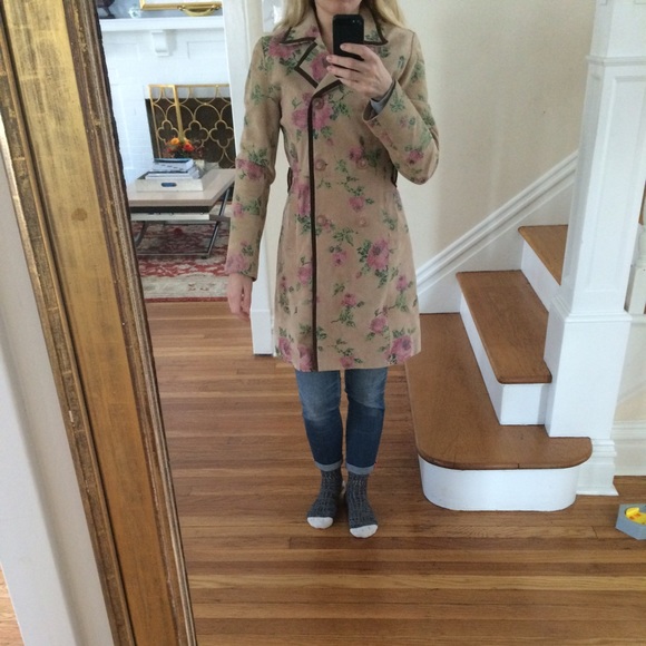 Wendy Hil painted rose- pink suede coat