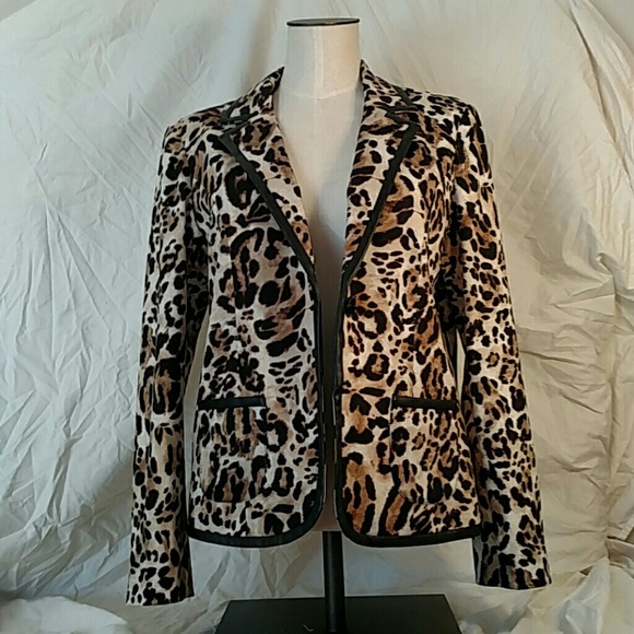 Chico's leather trim blazer Chicos size 1 (8-10)