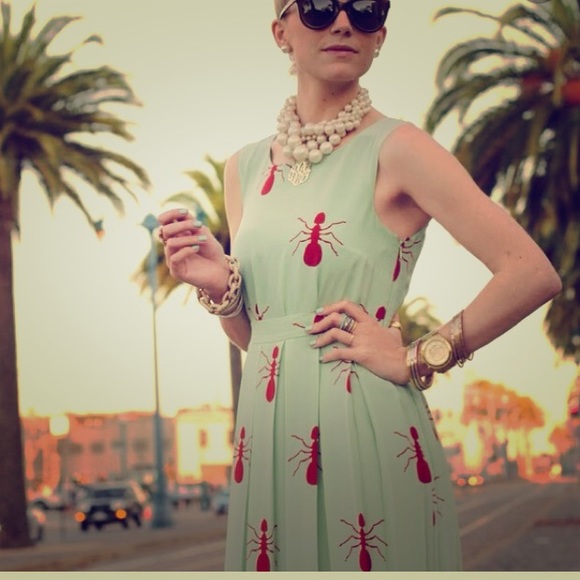 SOLD- Anthropologie Fire Ants Silk Maxi Dress - Picture 1 of 4