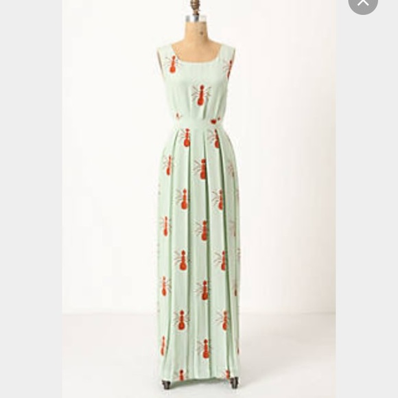 SOLD- Anthropologie Fire Ants Silk Maxi Dress - Picture 3 of 4