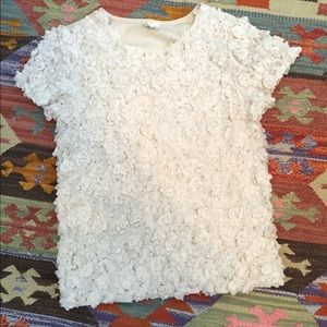 Raised floral blouse. T-shirt material on back