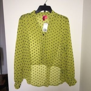 Neon green polka dot top
