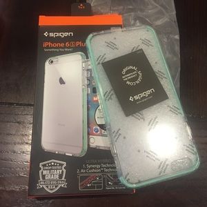 iPhone 6s Plus 6+ clear and aqua blue phone case