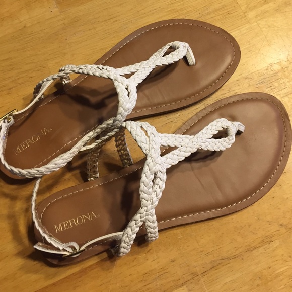 White t-strap sandals