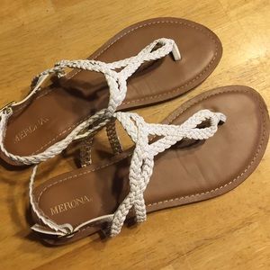 White t-strap sandals