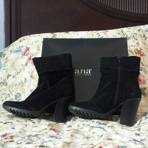 Black Suede, Rubber Sole, Ankle Boots BNIB