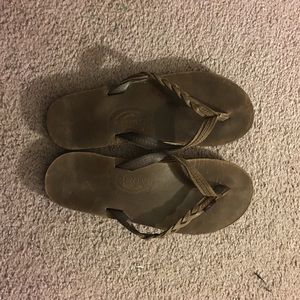 Rainbow Braided Flip Flops