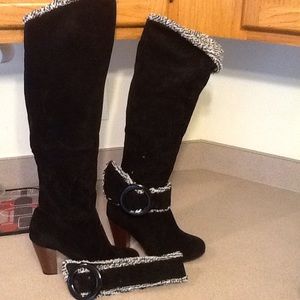 Black Velvet high knee boots.