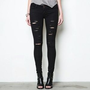 DSTLD ripped jean in black power stretch
