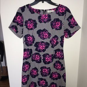 Navy Striped Floral Dress