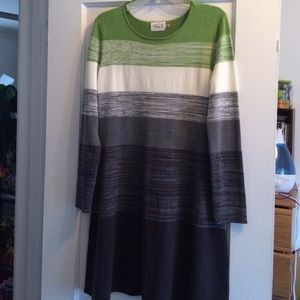 Eliza J green gray black white sweater Dress