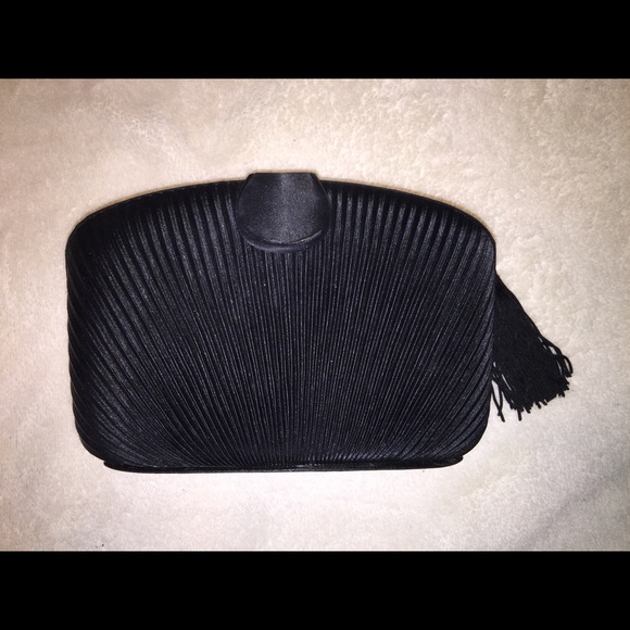 Black tie purse w tassel zipper possible crossbody
