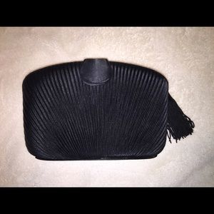 Black tie purse w tassel zipper possible crossbody