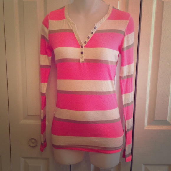 Pink, beige, and tan long sleeve