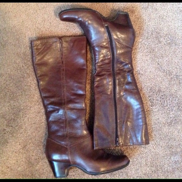 Clarks Brown Heeled Boots