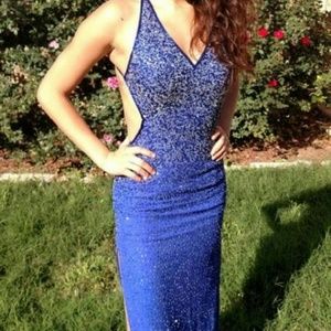 Royal blue rinestone formal dress
