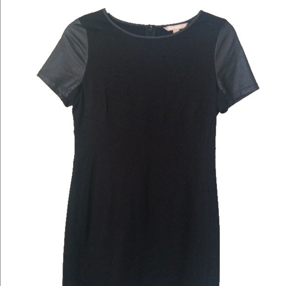 LBD with leather short sleeves