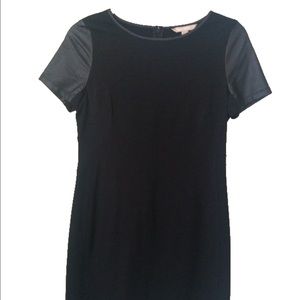 LBD with leather short sleeves