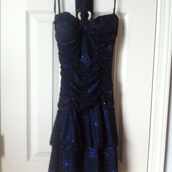 Blue and black dress