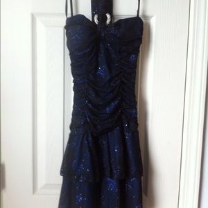 Blue and black dress