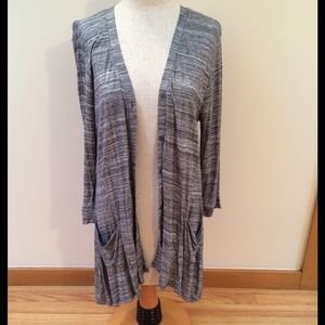 3/4 Sleeve Grey and White Cardigan