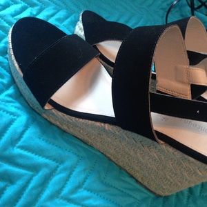 cute wedge heels black