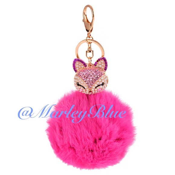 Accessories - 30% OFF BUNDLES!Pink Beaded Fox Genuine Fur Pompom