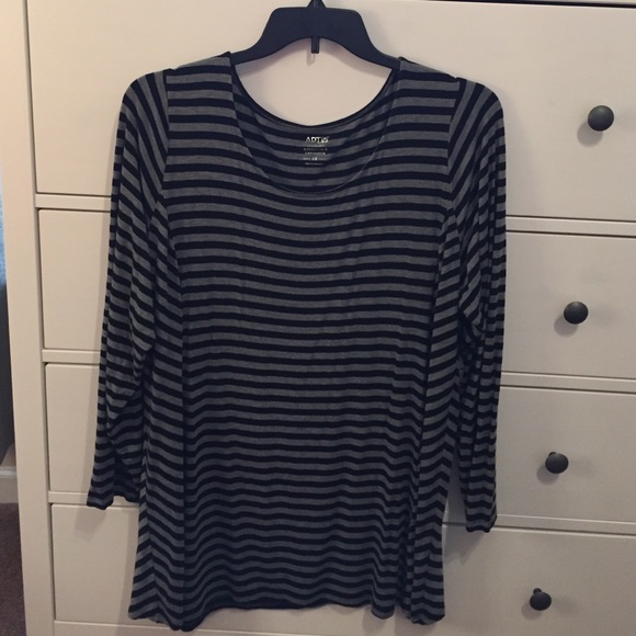 Plus size striped long sleeve tunic top