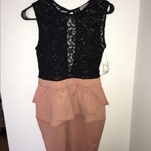Black Lace Top w/ Rose peplum skirt