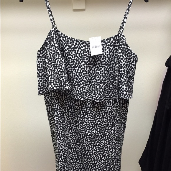 jcrew tiered crepe dress in dot. Black and white.