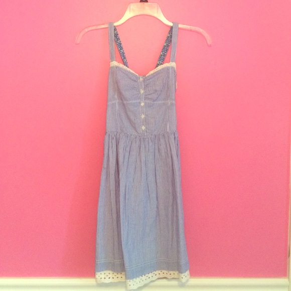 blue and white vertically striped dress! - Picture 1 of 3