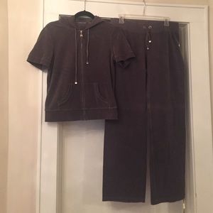 Gray terrycloth jogging suit