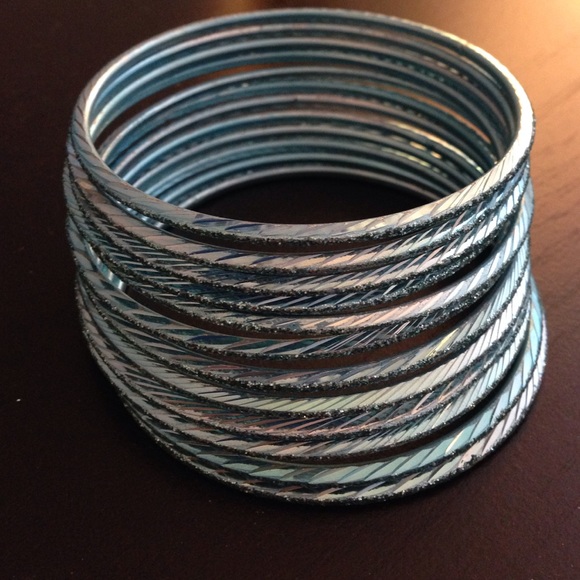 Blue sparkle bangles bracelets