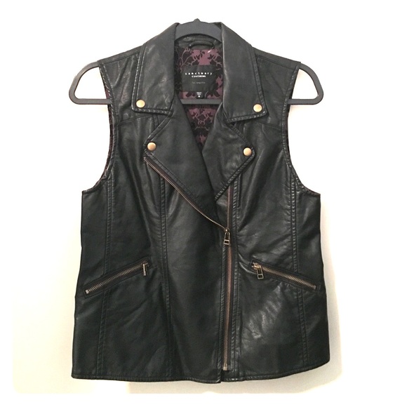 Sanctuary Faux Leather Motorcycle Vest M