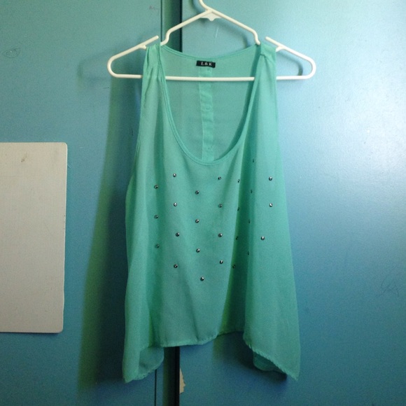A baby blue crop top