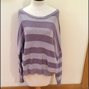 Dark Grey and White Slouchy Sweater