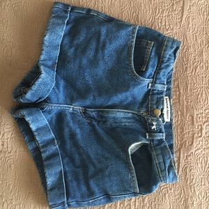 Medium wash high waisted shorts