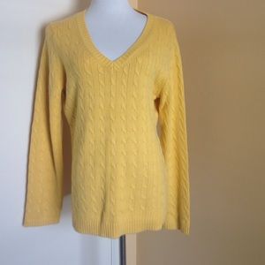 Ann Taylor loft yellow ribbed rabbit hair sweater