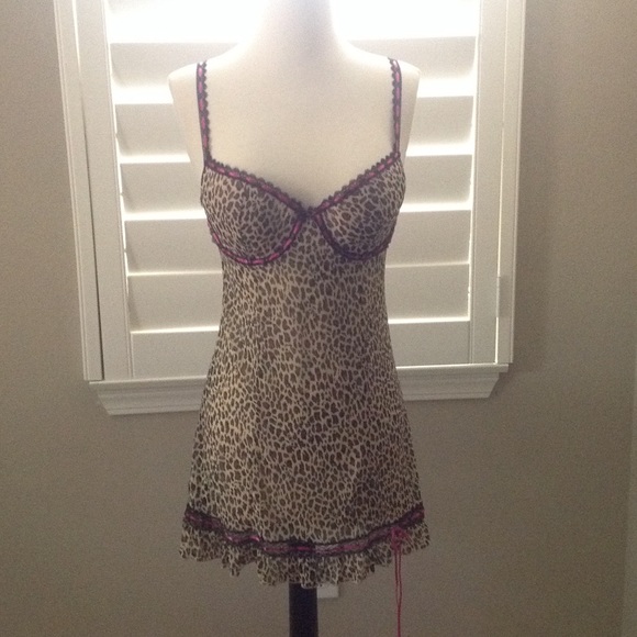 Cheetah Print Lingerie Slip and G-String